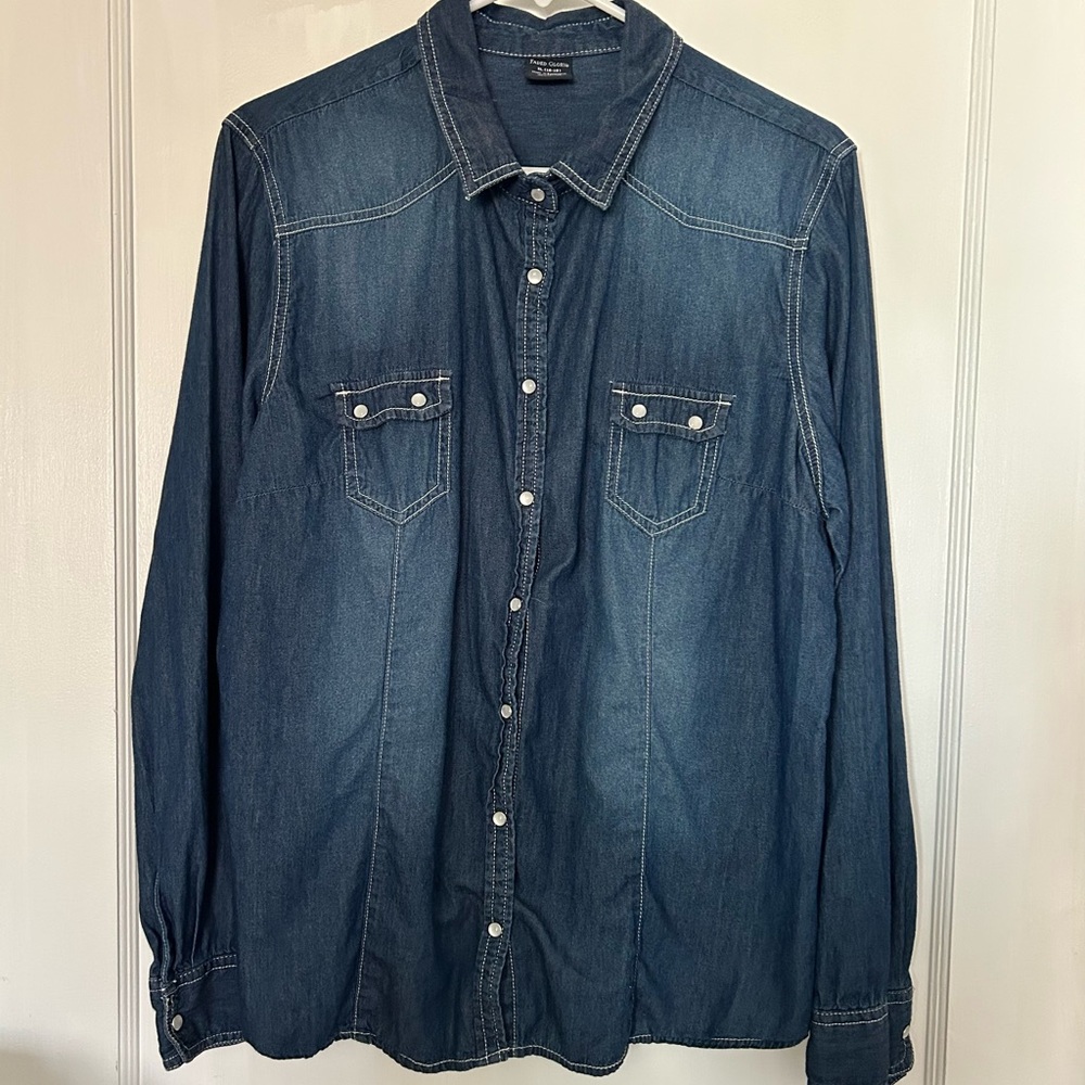 Faded Glory Dark Blue Denim Shirt